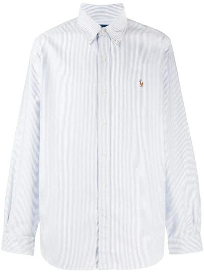 Shop Polo Ralph Lauren Embroidered Logo Cotton Shirt In Blue