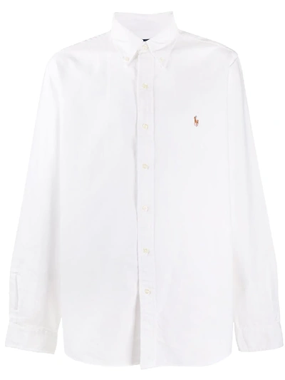 Polo Ralph Lauren Embroidered Logo Cotton Shirt In White