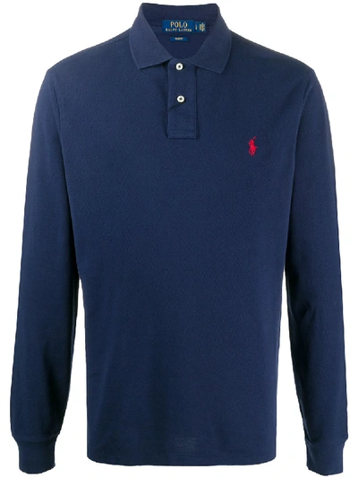 Shop Polo Ralph Lauren Long-sleeved Polo Shirt In Blue