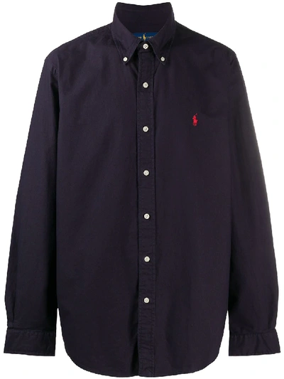 Polo Ralph Lauren Navy Slim-fit Linen Shirt In Blue