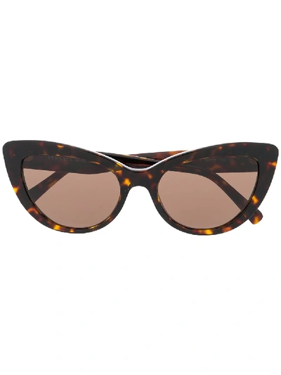 Shop Versace Oversized Sunglasses In Brown