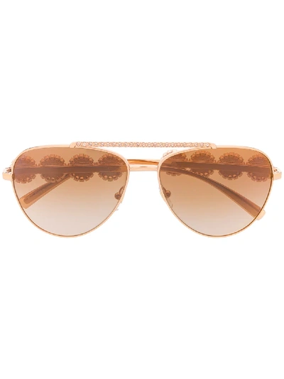 Shop Versace Oversized Aviator Sunglasses In Metallic