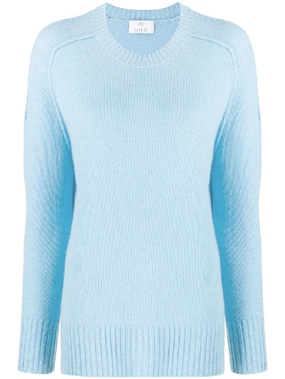 Shop Allude Ribbed-trim Crew Neck Jumper In Blue