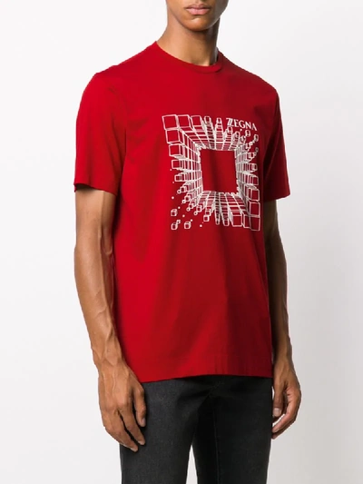 Shop Ermenegildo Zegna Geometric Logo Print T-shirt In Red