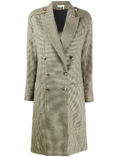 Shop Chloé Houndstooth Pattern Double-breasted Coat In Neutrals