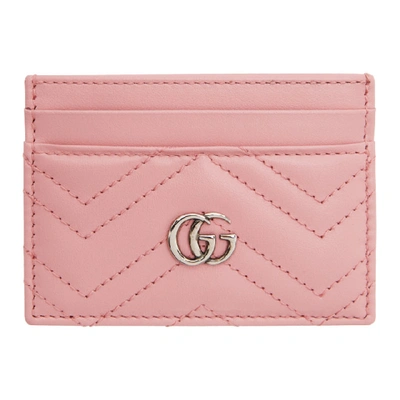 Shop Gucci Pink Gg Marmont 2.0 Card Holder In 5815 Pink