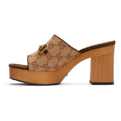 Shop Gucci Beige Gg Houdan Block Heeled Mules In 8375 Beige