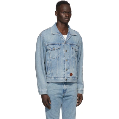 Shop Gucci Blue Light Washed Denim Jacket In Light Blue