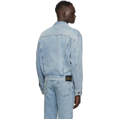 Shop Gucci Blue Light Washed Denim Jacket In Light Blue