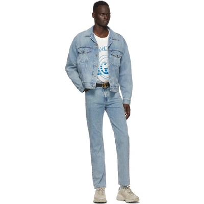 Shop Gucci Blue Light Washed Denim Jacket In Light Blue