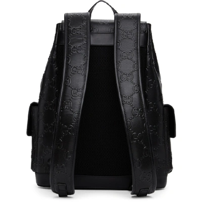 Shop Gucci Black Gg Embossed Backpack In 1000 Black