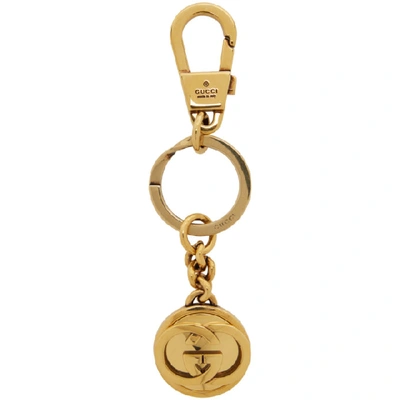 Shop Gucci Gold Interlocking G Keychain In 8277 Ottone