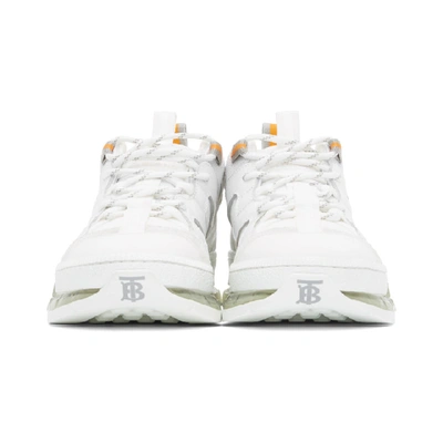 Shop Burberry White Nubuck Union Sneakers