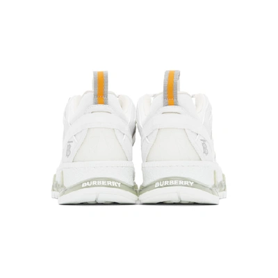 Shop Burberry White Nubuck Union Sneakers