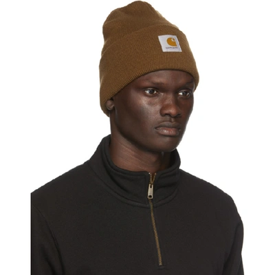Carhartt Logo-patch Beanie In Hz00 Brown