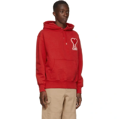 Shop Ami Alexandre Mattiussi Red Oversized Ami De Coeur Hoodie In Red 600