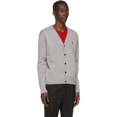 Shop Ami Alexandre Mattiussi Grey Merino Ami De Coeur Cardigan In Grey 055