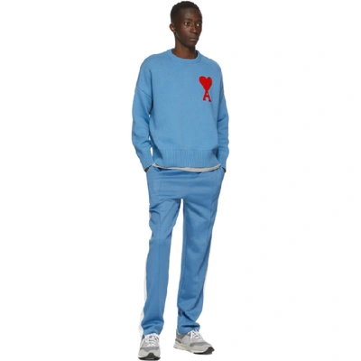 Shop Ami Alexandre Mattiussi Blue Ami De Coeur Crewneck Sweater In Blue 400