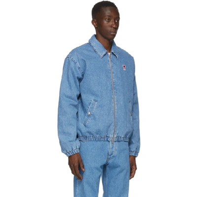 Shop Ami Alexandre Mattiussi Blue Denim Ami De Coeur Jacket In Blue 480
