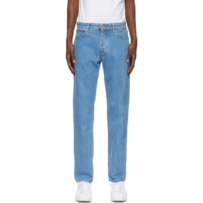 Shop Ami Alexandre Mattiussi Blue Straight Fit Jeans In Blue 480