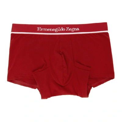Shop Ermenegildo Zegna Red Cotton Logo Boxers