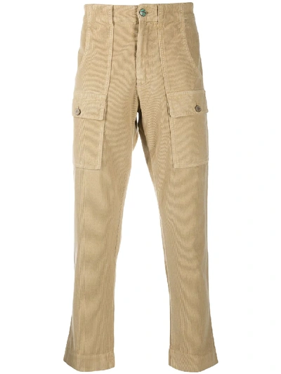 Shop Palm Angels Corduroy Cargo Trousers In Neutrals
