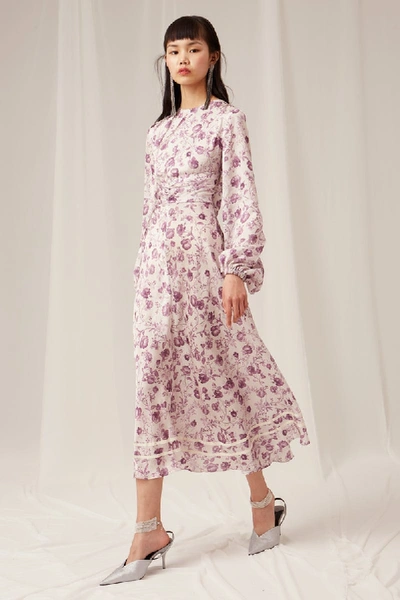 Shop Keepsake Genius Long Sleeve Midi Dress In Black Rose Garden