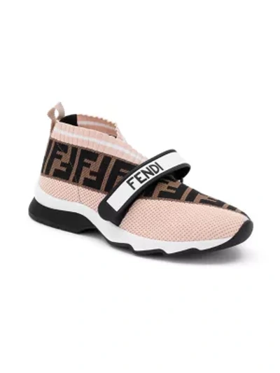 Shop Fendi Women's Rockoko Knit Sock Sneakers In Pink