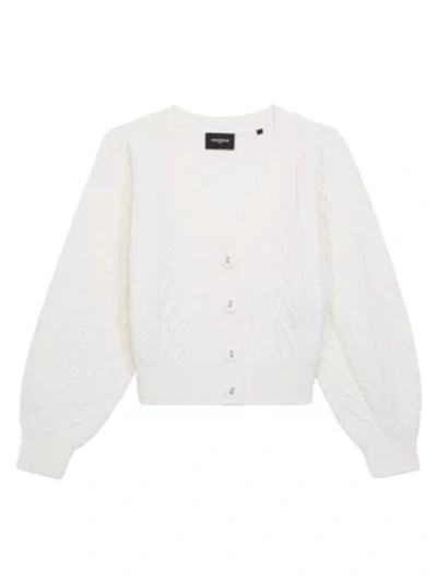 Shop The Kooples Puff-sleeve Button-up Cardigan In White