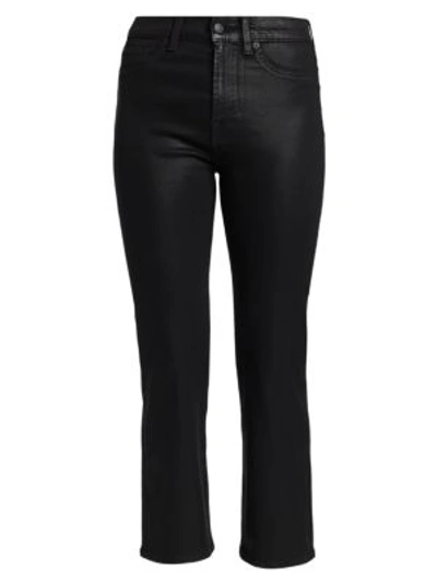 Shop 7 For All Mankind Black Coated High-rise Slim Kick Jeans