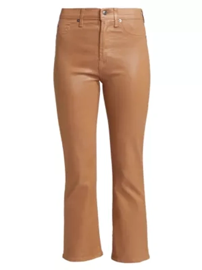 Shop 7 For All Mankind Penny Coated High-rise Slim Kick Jeans In Coated Penny