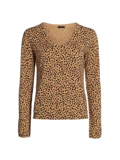 Shop Atm Anthony Thomas Melillo Cheetah Print Cashmere Sweater In Camel Black