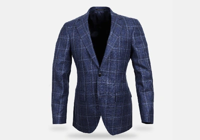 Shop Ledbury Men's Dark Blue Bonnett Check Sport Coat Wool