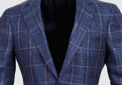 Shop Ledbury Men's Dark Blue Bonnett Check Sport Coat Wool