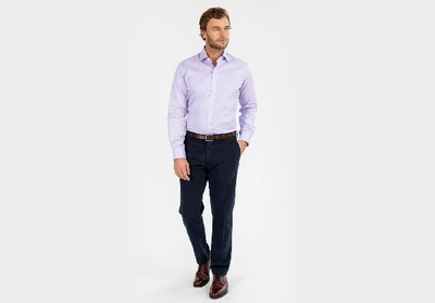 Shop Ledbury Men's Lavender Danvers Houndstooth Dress Shirt Lavender Purple Cotton