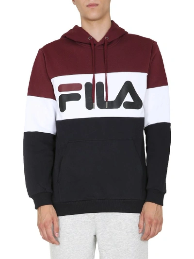 Shop Fila Logo Night Blocked Hoodie In Multi