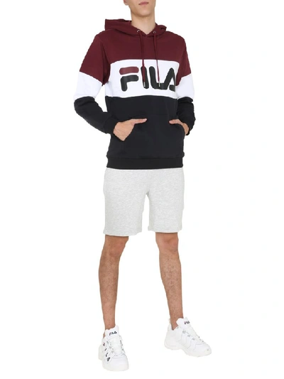 Shop Fila Logo Night Blocked Hoodie In Multi