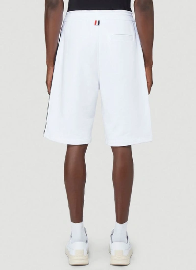 Shop Thom Browne Signature Stripe Jersey Shorts In White