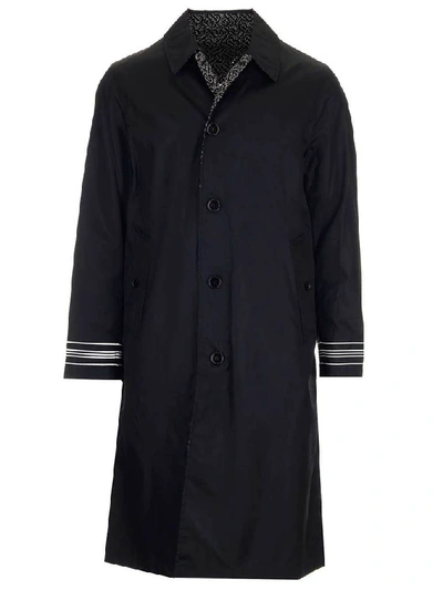 Shop Burberry Monogram Print Reversible Trench Coat In Black