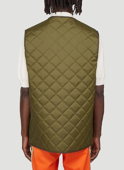 Shop Gucci Horsebit Quilted Vest In Green