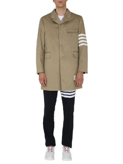 Shop Thom Browne 4 Bar Chesterfield Coat In Beige