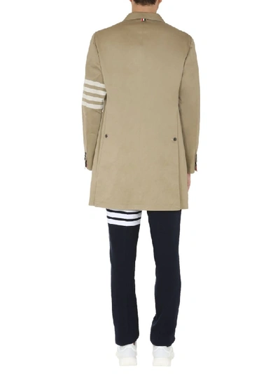 Shop Thom Browne 4 Bar Chesterfield Coat In Beige