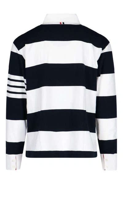 Shop Thom Browne Striped Rugby Polo Shirt In Blue
