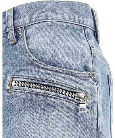 Shop Balmain Distressed Jeans In Blue