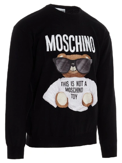 Shop Moschino Teddy Embroidered Sweater In Black