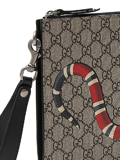 Shop Gucci Gg Supreme Kingsnake Bestiary Pouch In Beige