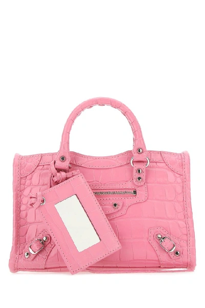 Shop Balenciaga Nano City Embossed Tote Bag In Pink