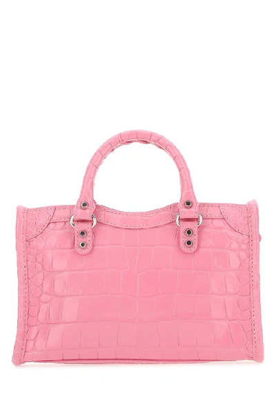 Shop Balenciaga Nano City Embossed Tote Bag In Pink