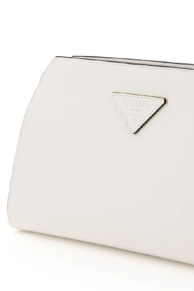 Shop Prada Logo Plaque Pouch In White