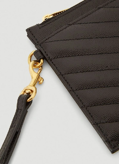 Shop Saint Laurent Cassandre Matelassé Large Zipped Clutch Bag In Black